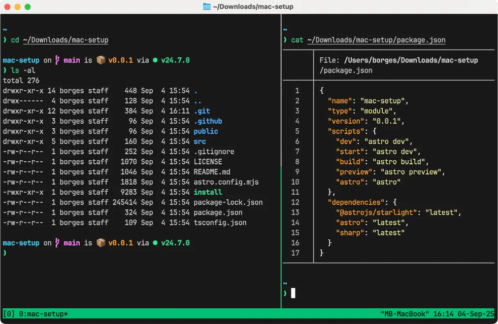 Terminal + Starship + Tmux